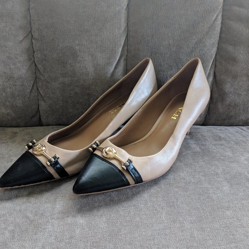 Womens Coach Lauri Silky Nap Beechwood/Blck Heels - Picture 4 of 8